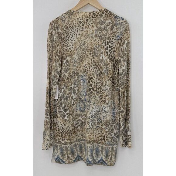 NWT Chico’s Women’s Open Front Floral Cheetah Cardigan Sz 1 Long Sleeve Boho - Picture 2 of 11